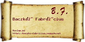 Baczkó Fabrícius névjegykártya